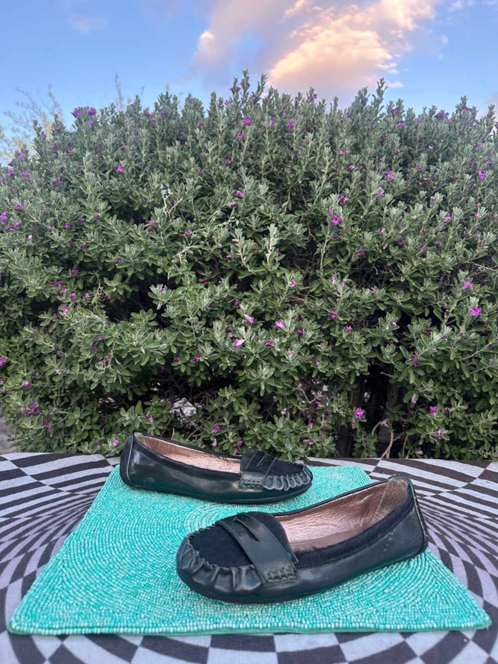 BCBGeneration Black Haircalf Penny Loafers Silhouette 6 1/2-used/good condition